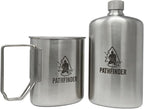 The Pathfinder School Stainless Steel Nesting Cup & M34 Scout Canteen - Survival Gear and Supplies - Bushcraft Gear Camping Essentials - Hiking Water Bottle - Camping Canteen- Backpacking Kit