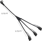 Outdoor 3-Outlet Power Splitter, 90-Degree Flat Plug 1 to 3 Way Outlet Adapter 1.5FT SJTW 16AWG 3-Prong Power Cord Extension Strip with Outlet Cover for Holiday Decoration String Light(2-Pack)