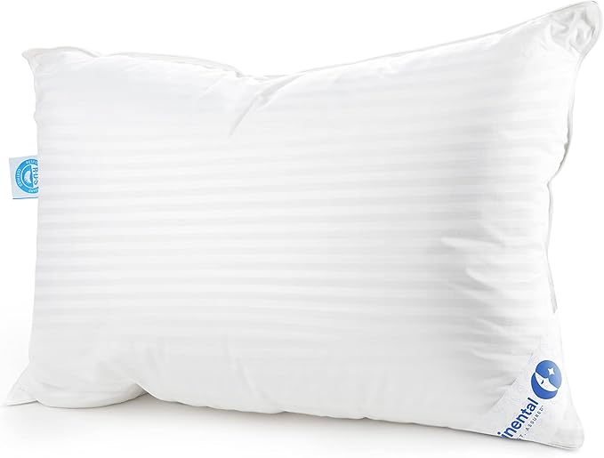 Continental Bedding Luxury Down Pillows Queen Size Set of 2 - Cool Breathable Bed Pillows for Sleeping, Back, Side, Stomach Sleepers – 700 FP, Firm