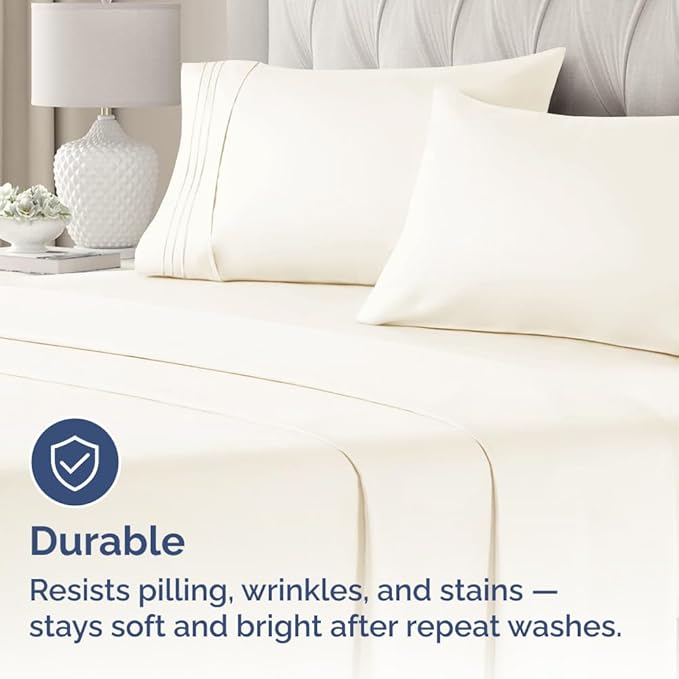 Pillowcases - Ultra Soft Hotel Quality Pillowcase Covers - Comfy, Cozy & Wrinkle Free - Shrinkage and Fade Resistant - Machine Washable Pillow Protectors - (King, Off White, 4 Piece Set)