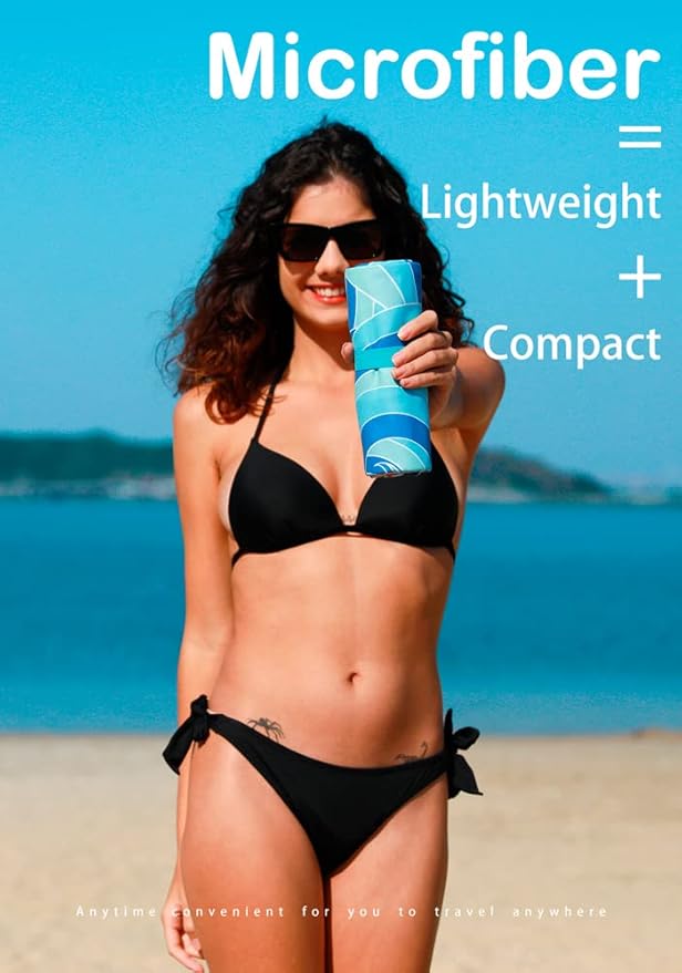 4 Pack Microfiber Lightweight Beach Towel Sand Free Quick Dry Absorbent Thin Compact Towels for Swimming Pool Camping Beach Accessories Large Easy Pack Travel Things for Vacation Essentials Gift