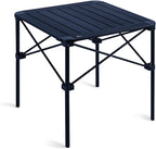 iClimb Lightweight Stable Alu. Folding Square Table Roll Up Top with Carry Bag for Camping Picnic Backyards BBQ Camp Kitchen (Black, M)