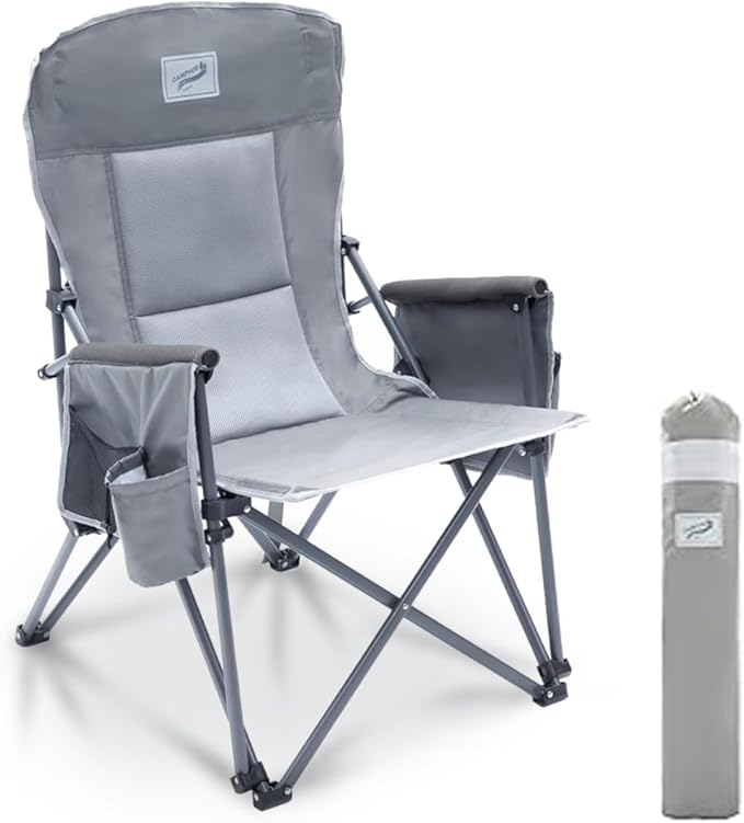 Heavy Duty Portable Folding Camping Chair for Adults with Comfy Padded Backrest | for Outdoor & Sports, Backpacking, Beach, Lawn, Hunting, Tailgating, Fishing | Supports 400 Lbs