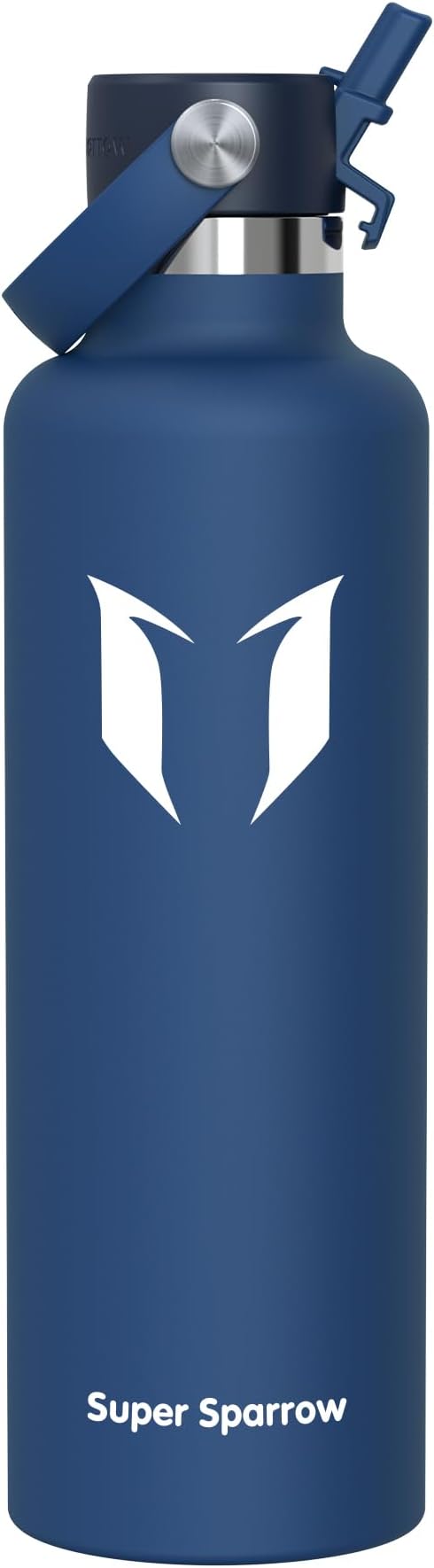 Super Sparrow Insulated Water Bottle - 17 Oz / 25 Oz / 32 Oz - Standard Mouth FlipFlow Flask - BPA Free, Leak Proof Drink Bottle- Ergonomic Straw Water Bottles for Work, Gym, Travel, Sports