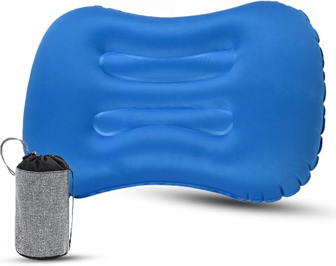 Ultralight Inflatable Camping Pillow -Compact, Comfortable & Portable Travel Pillow for Backpacking, Hiking, and Outdoor Adventures (Blue)