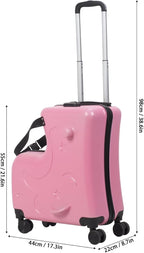 Kids Ride On Suitcase with Wheels, Scooter Luggage for Toddlers Travel, Durable Children's Suitcase for Boys & Girls Ages 2-15 Years Pink
