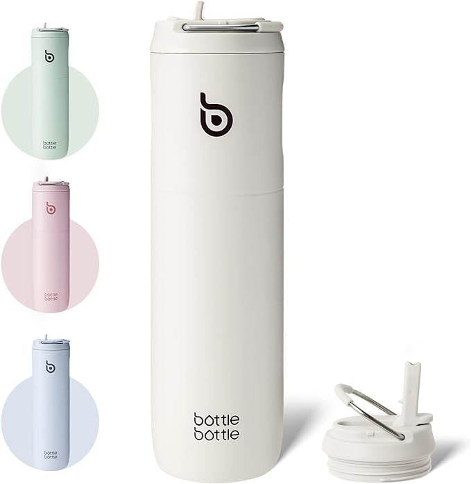 BOTTLE BOTTLE Insulated Water Bottle 24oz with Straw Lid and Handle for Sports Travel Gym Stainless Steel Water Bottles Double-Wall Vacuum Metal Leak Proof BPA-Free