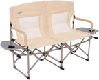 Heavy Duty Portable Folding Camping Chair for Adults with Padded | for Outdoor & Sports, Backpacking, Beach, Lawn, Hunting, Tailgating, Fishing | Supports 400 Lbs (Double, Beige)