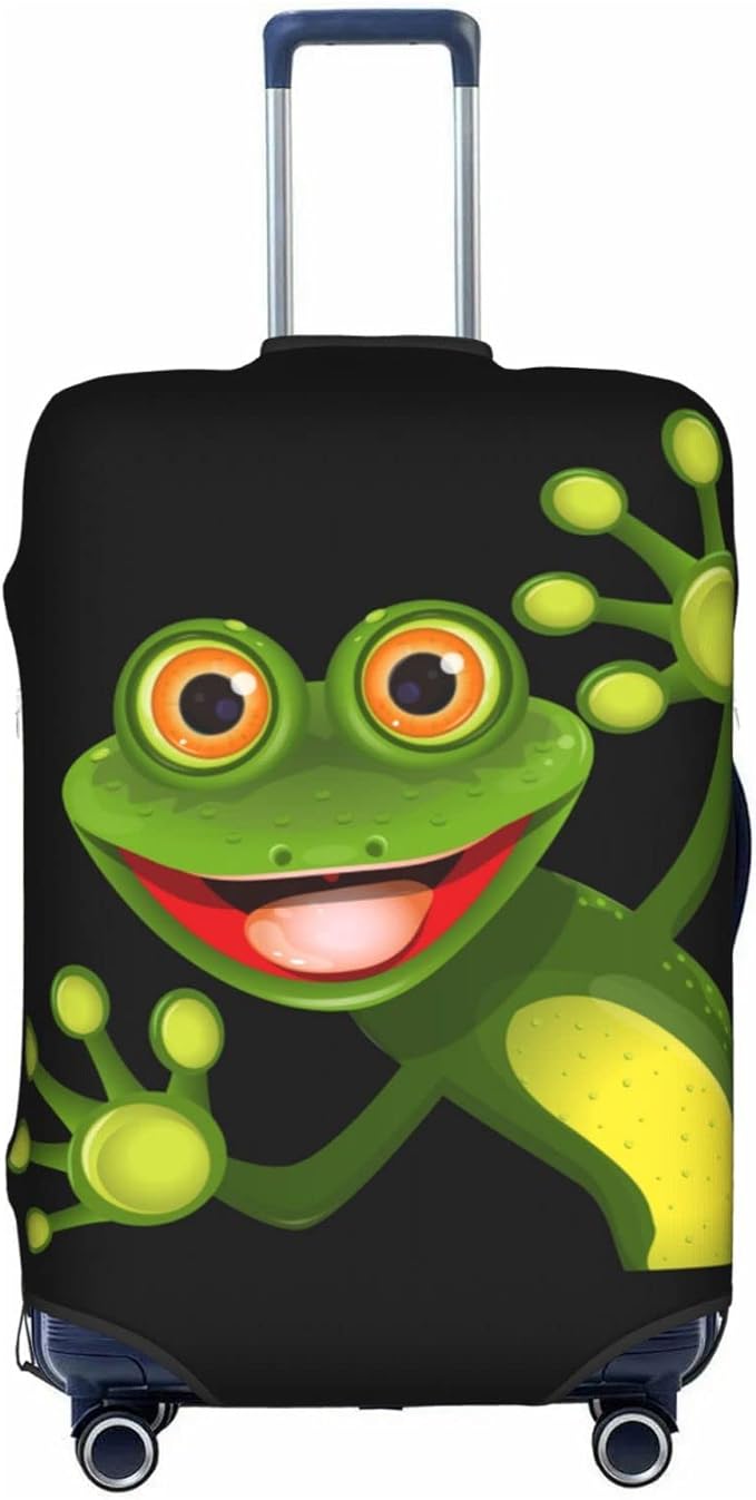 Travel Luggage Cover Suitcase Protector, Merry Green Frog Cute Animal Washable Elastic Stretchy Anti-scratch Luggage Sleeve with Concealed Zipper for Spinner Wheeled Suitcase Fits 29-32 Inch Luggage