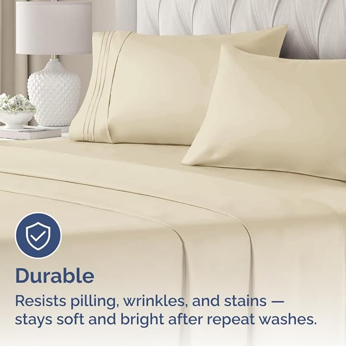 Queen Pillow Cases Set of 2 - Ultra Soft Hotel Quality Pillowcase Covers - Luxury Comfy Bedding for Women, Men, Kids and Teens - Machine Washable Pillow Protectors - 2 Pieces Set - Queen Size Cream