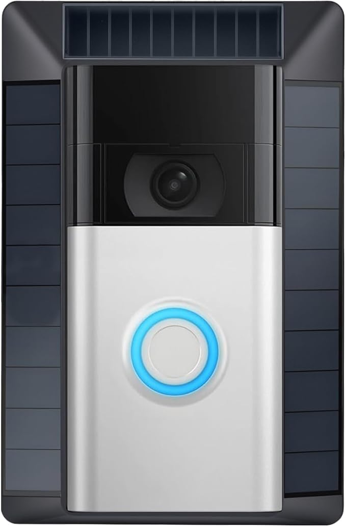 Solar Charger Compatible with Ring Video Doorbell (2020 Release), Micro USB Port Only, Not for USB-C or 2-Prong Ports, Waterproof Solar Panel for Continuous Power