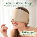 100% Mulberry Silk Sleep Mask, Large Adjustable Eye Cover for Sleeping, Comfortable, Pressure-Free and Breathable Sleeping Masks for Women Men - Biege