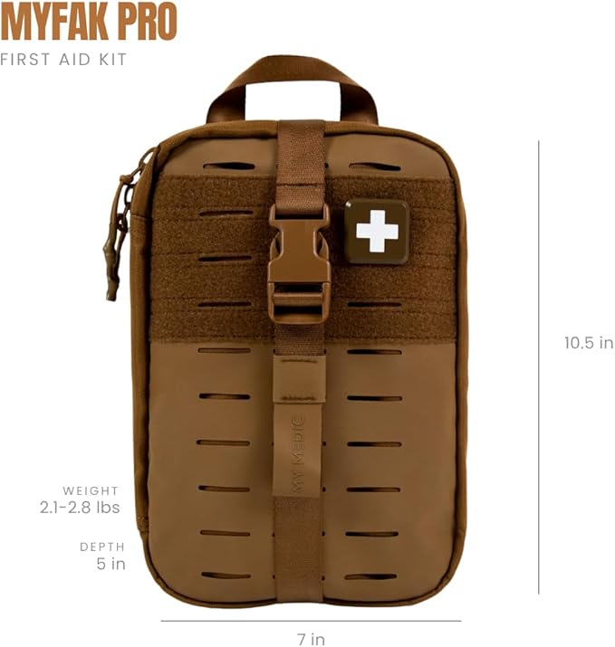 MY MEDIC MyFAK PRO First Aid Kit Bag - Emergency Survival Essentials, Medical Accessories, Rescue Necessities & Supplies for Home, Car, Boat or Travel - Coyote