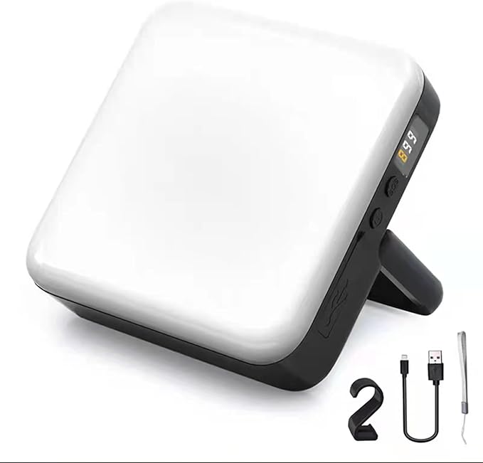 LED Portable Camping Lantern with 4 Lighting Modes, Tent Light for Vendor Booths, IPX4 Waterproof Camping Light, for Power Outages, Emergencies, Outdoors, Car Repairs