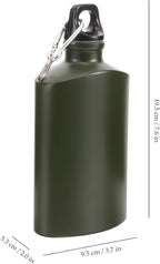 Portable Aluminum Water Canteen with Hook Aluminum Flat Military Canteen Water Bottle for Outdoor Travel Hiking Sport Recreation Supply