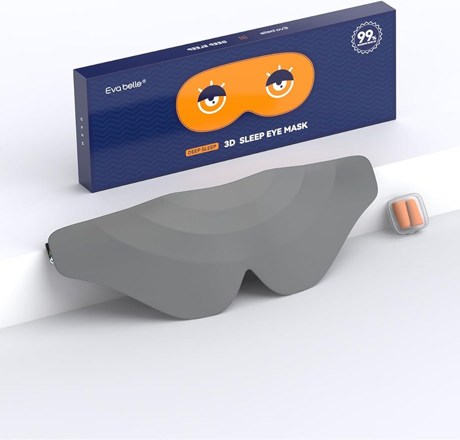 Sleep Mask for Side Sleeper Women Men, EVA BELLE Eye Mask for Sleeping Light Blocking, 3D Sleeping Mask Blackout, Soft Breathable Eye Shade Cover with Adjustable Elastic Strap for Travel Home Nap Rest