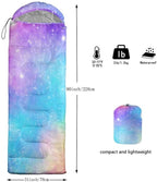 Kids Sleeping Bag for Boys Girls,Rocket Moon Print-Lightweight Warm Portable Outdoor Indoor-Waterproof Cold Weather Resistant Sleeping Bag for Camping Hiking