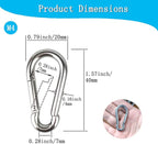 10PCS Carabiner Clip 304 Stainless Steel Heavy Duty Spring Snap Hook M4 1.57 Inch Small Keychain for Keys Swing Set Camping Fishing Hammock