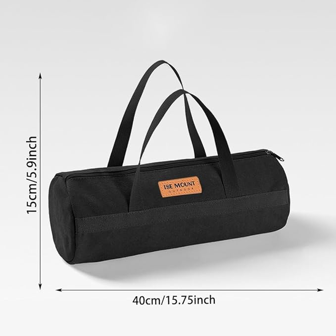Tent Stakes Bag,Canvas Camping Storage Bags Essentials Accessories Tools Hiking Hunting Gear (Black 40CM)