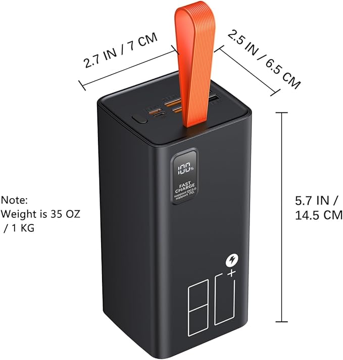 80000mAh Power Bank Fast Charging, 30W PD & QC 3.0 High Capacity Portable Charger, 5 Output 2 Input USB-C Large Battery Pack with LED Display for Phone Tablet Outdoor Camping Travel Office