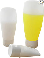 Chinshwehaw Portable Travel Bottles Set, Silicone Squeeze Containers, White, 3-Pack (30ml, 60ml, 100ml), Leakproof, Wide Mouth Design, BPA-Free, TSA Approved for Toiletries, Shampoo, Lotion (White)