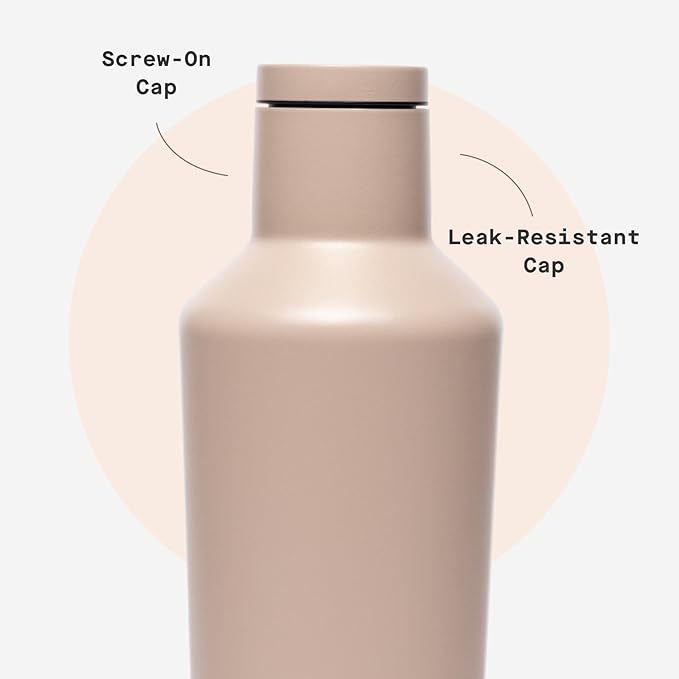 Corkcicle Classic Canteen - Keeps Drinks Cold for 25 Hours - Triple-Insulated Stainless Steel - Dishwasher Safe - Summer Drinkware Gift - Keeps Drinks Ice Cold - 16 oz - Desert