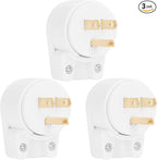 (3PACK) ETL Listed 90 Degree USA Canada Male Plug Nema 5-15P 3 Pole Angle DIY Plug, 15A 125V USA 3Pin Right Angle AC Plug, Nema 5-15P Angled Rewireable AC Plug White