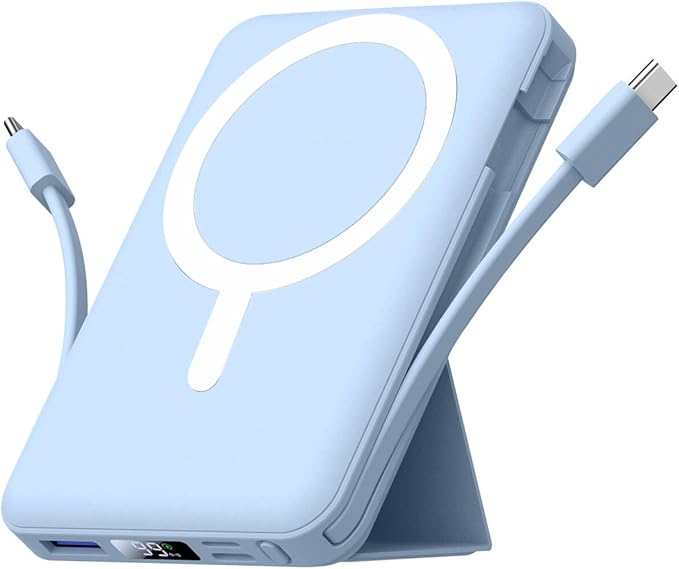 Azmuth for Magsafe Battery Pack, 10000mAh Magnetic Power Bank 22.5W PD Fast Charging with LED Display Wireless Portable Charger for Magsafe with Stand for iPhone 17/16/15/14/13/12/Pro/Pro Max