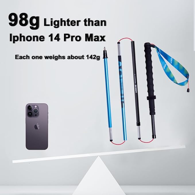 AONIJIE 2Pcs Collapsible Hiking Poles for Men and Women - Lightweight Carbon Fiber Aluminum Folding Trekking Poles for Hiking Durable Walking Sticks with Extra-Long Foam Handle