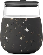 W&P Porter Wine Cocktail Glass w/Protective Silicone Sleeve | Terrazzo Charcoal 15 Ounces | On-the-Go | Reusable | Portable | Dishwasher Safe