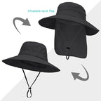 Sun Hats for Men Women, UPF50+ Protection Safari Hat,Wide Brim Fishing Hat with Neck Flap,Bucket Hats for Beach Hiking
