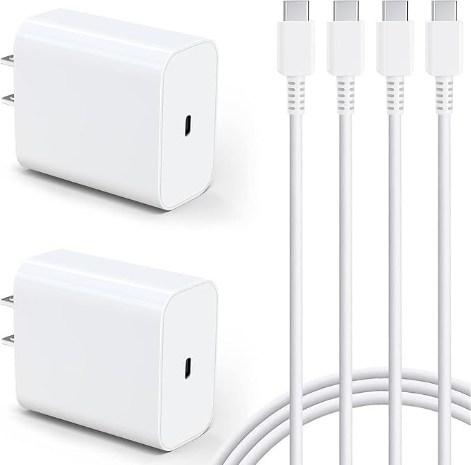 45W Super Fast Charger Block, 2Pack Type C Fast Charging Block with 6FT USB C Charger Cable Compatible with Samsung Galaxy S25 24 23 Ultra/+ /S22 Plus/S20, Tab S9/S8 Ultra,iPhone 17/16/15