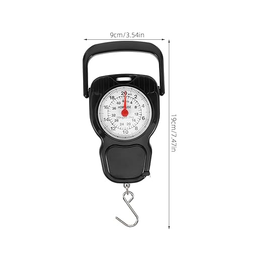 Mechanical Luggage Scale 20kg Handheld Spring Mini Travel Suitcase Scale with Measuring Tape for Fishing and Parcel Weighing