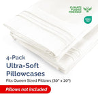 Pillowcases - Ultra Soft Hotel Quality Pillowcase Covers - Comfy, Cozy & Wrinkle Free - Shrinkage and Fade Resistant - Machine Washable Pillow Protectors, (Queen, Antique White, 4 Piece Set)