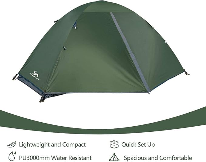 MC TOMOUNT Backpacking Tent 1-2 Person Waterproof Lightweight Double Layer Free-Standing Aluminum Pole for Outdoor Camping Hiking 4 Season