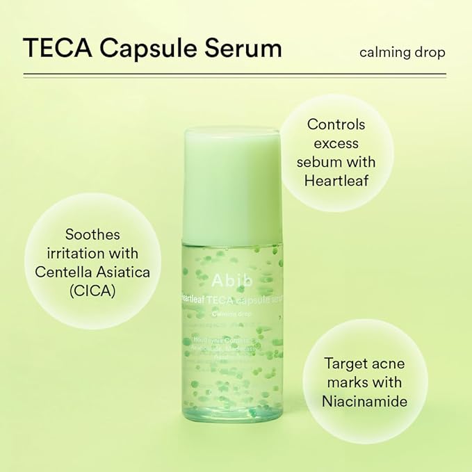 Abib Heartleaf Calming Trial Kit (Heartleaf foam 1.01 fl oz, Calming toner 1.01 fl oz, TECA capsule serum 0.50 , cream 0.67 fl oz)