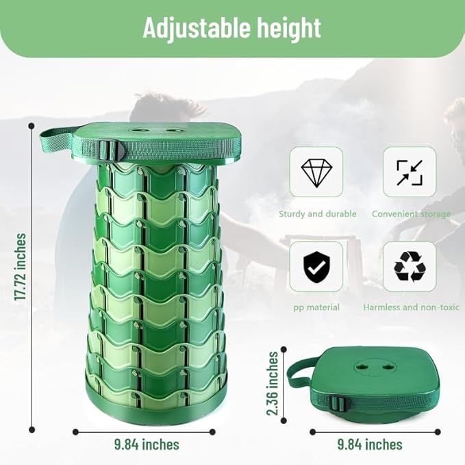 Portable Foldable Stool Set - Sturdy Square Collapsible Stool + Thick Seat Cushion - 550lbs Load Capacity for Camping Travel Picnic Gardening (Camouflage/Black)