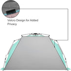 Oileus XX-Large Pop Up Beach Tent Sun Shelter for 5-6 Person Portable Sun Shade Instant Tent for Beach with Carrying Bag, Stakes, 6 Sand Pockets, Anti UV for Fishing Hiking Camping Light Green