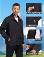 Mens Windbreaker Jackets Lightweight Packable Windproof for Casual Hiking Outdoor