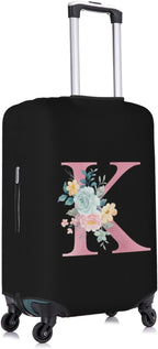 K Alphabet Design Custom Travel Luggage Cover Tag Set TSA Approved Vintage Letter Print Suitcase Protector Men Women (S 18-21 Inch Luggage)