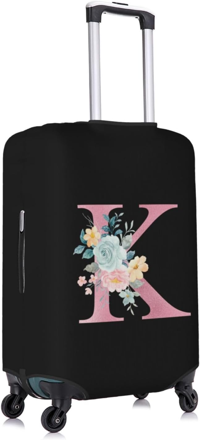 K Alphabet Design Custom Travel Luggage Cover Tag Set TSA Approved Vintage Letter Print Suitcase Protector Men Women (M 22-25 Inch Luggage)