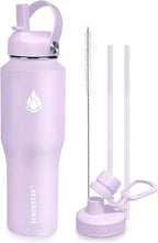 SENDESTAR 32oz Water Bottle Wide Mouth Stainless Steel Vacuum Insulated Double Wall with 2 Straw Lids Fit in Any Car Cup Holder TXIN-32-LV-1