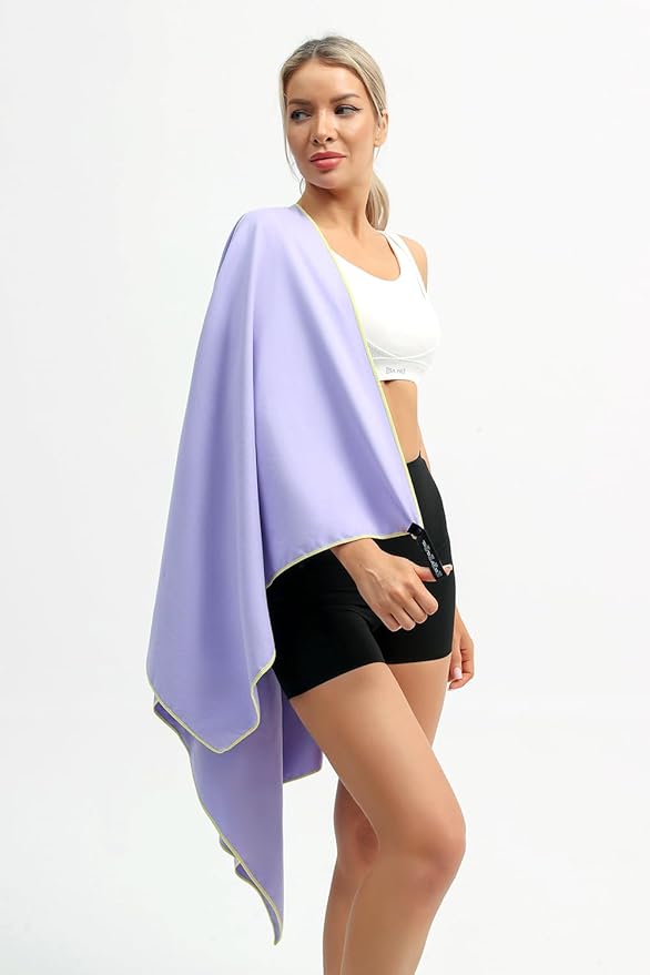 Eunzel Quick Dry Camping Towel, Microfiber Travel Towel 3 Size at 1 Pack,Fast Drying Towel Set for Camping, Beach, Gym, Sports, Yoga & Swimming Pool, Taro Purple