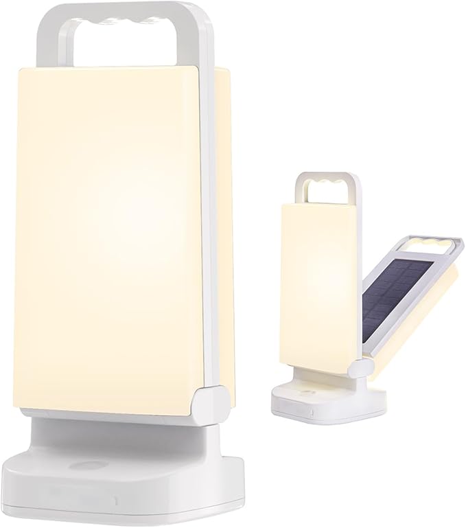 Solar Camping Lantern 6000mAh, USB Rechargeable Camping Light & Power Supply, Dimmable LED Night Lamp with Up to 80Hrs Runtime, Survival Gear for Emergency, Hurricane, Hiking & Outdoor, Indoor Use