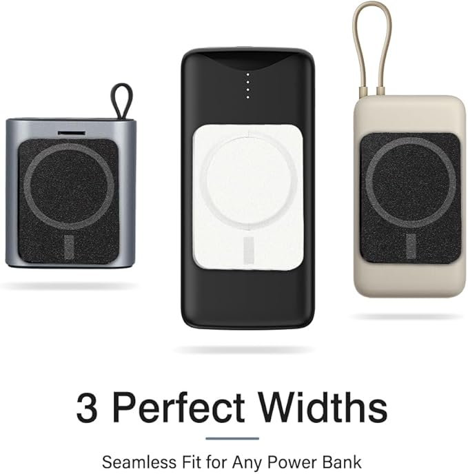 WALLFID MagPatch Magnetic Power Bank Adapter | 3 Sizes for MagSafe Phones | 3mm Thin with N52 Magnet | Includes 10cm 60W Type-C Cable | Magnetic Adapter (White, Standard)