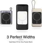 WALLFID MagPatch Magnetic Power Bank Adapter | 3 Sizes for MagSafe Phones | 3mm Thin with N52 Magnet | Includes 10cm 60W Type-C Cable | Magnetic Adapter (White, Standard)