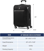 Travelpro Platinum Elite Softside Expandable Checked Luggage, 8 Wheel Spinner Suitcase, TSA Lock, Men and Women, True Navy Blue, Checked Medium 25-Inch