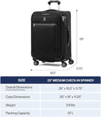 Travelpro Platinum Elite Softside Expandable Checked Luggage, 8 Wheel Spinner Suitcase, TSA Lock, Men and Women, Vintage Grey, Checked Medium 25-Inch
