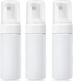 3-Pack Travel-Sized Foaming Pump Bottles - Empty Foaming Liquid Soap Dispensers - for Refillable Travel Hand Soap Shampoo Foaming Castile Cosmetics - BPA Free (100ml/3.3oz) (White)