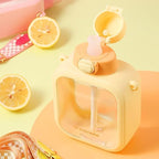 Kawaii Water Bottles with Strap and Straw 24 Oz Square Water Bottle Cute Flat Travel Canteen Leak-proof Water Bottles for Girls Sports School (Yellow, L)
